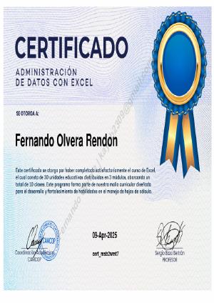Miniatura del certificado: Gestión de Datos con Excel