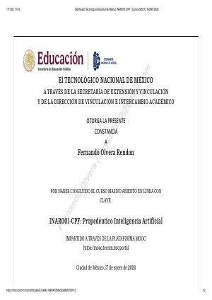 Miniatura del certificado: Certificado Tecnológico Nacional de México INAR001-CPF _ Cursos MOOC TecNM 2026
